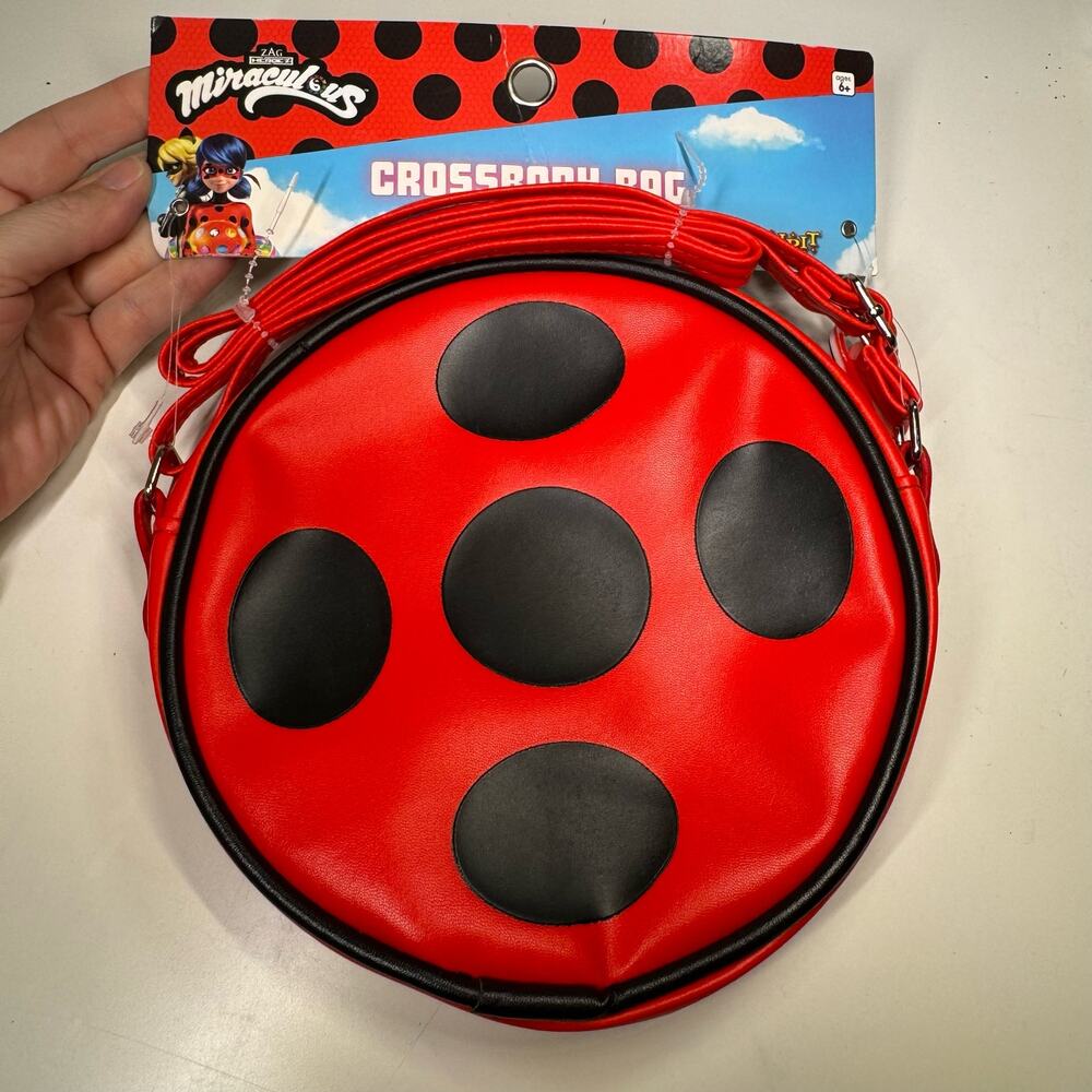 Miraculous Ladybug Crossbody Bag Kids Round Purse Adjustable Strap New Tags